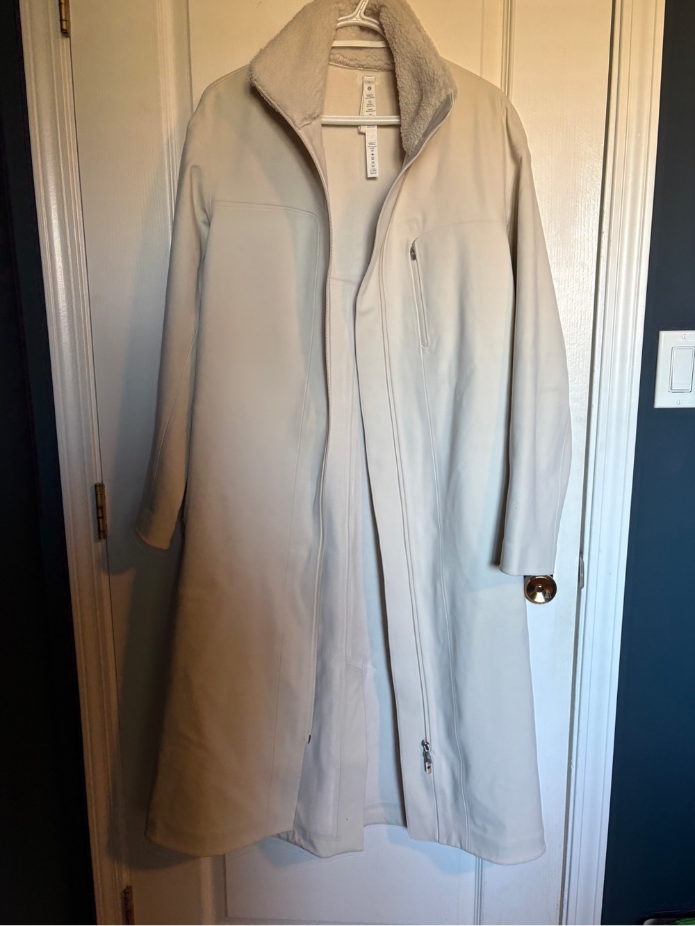 lululemon athletica Cream Long Fleece Lined Trench with Sherpa Collar